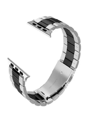 Stainless Steel Replacement Strap for Apple Watch 44mm, Black/Silver