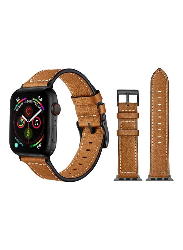 Perfii Replacement Band For Apple Watch Series 5/4/3/2/1 44/42 mm Camel Brown