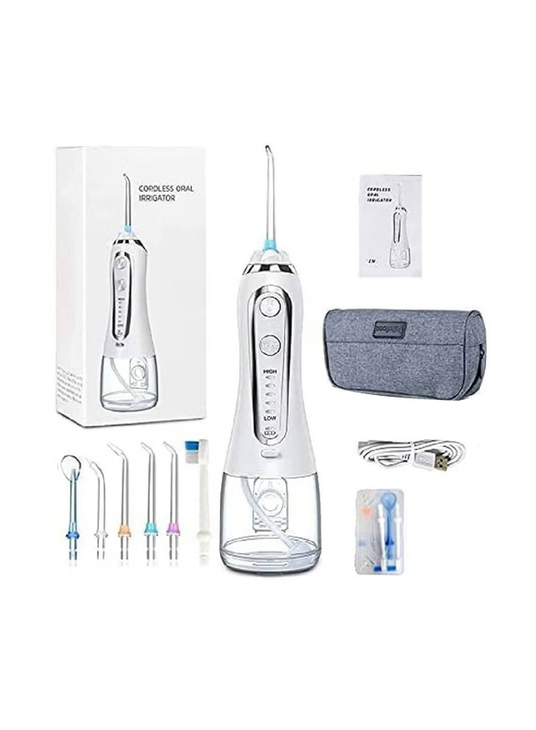 

Waterpluse Water Flosser Cordless Oral Irrigator Portable Rechargeable Dental Flossers with 5 Modes & 6 Tips, White