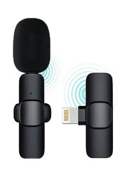 Mini Wireless Lightning Lapel Clip on Mic Microphone, Black