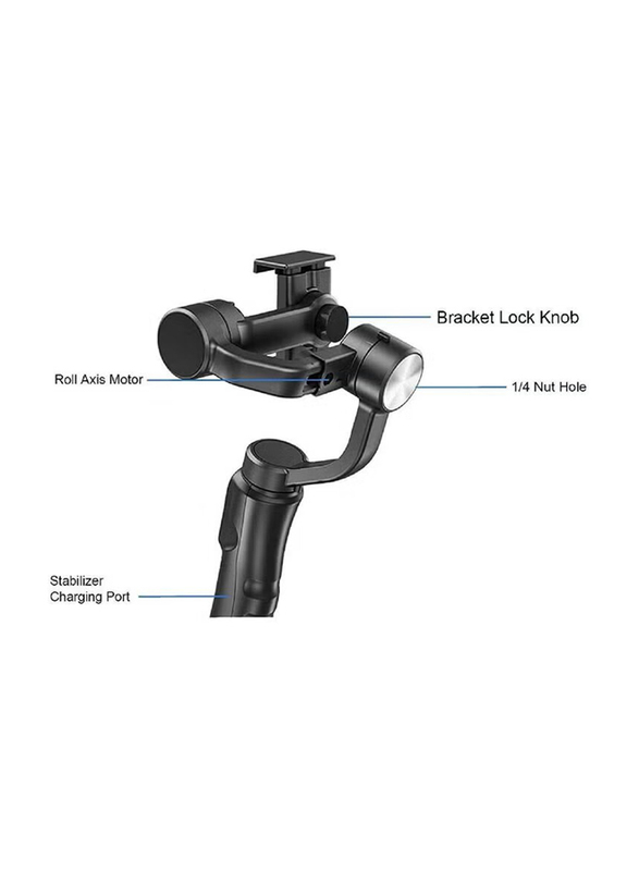 Hohem Foldable 3-Axis Smartphone Handheld Gimbal Remote Control Built-in Stabilizer, Black