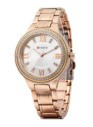 Curren Analog Quartz Wrist Watch for Women with Stainless Steel Band, Water Resistant, 9004, Rose Gold