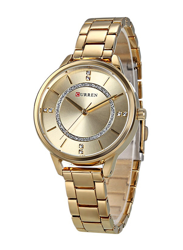 Curren Analog Watch for Women with Stainless Steel, 2338148, Gold