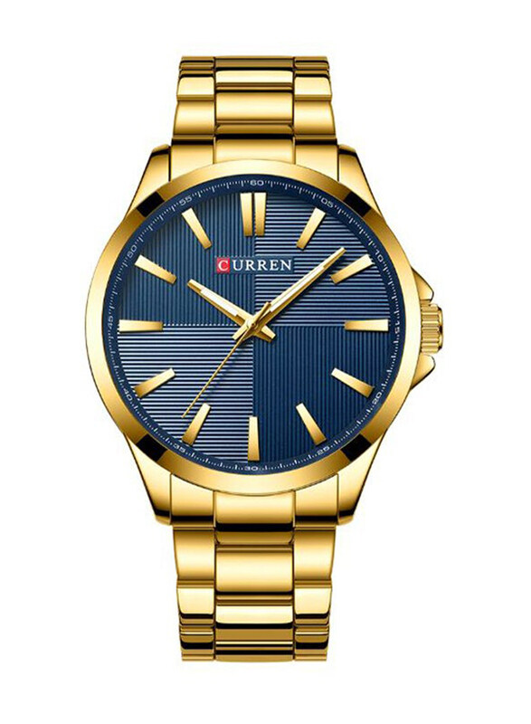 

Curren Analog Watch for Men with Alloy Band and Water Resistant, 8322, Gold-Blue