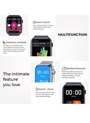Zoom Plus (2023) Bluetooth Full Screen Touch Heart Rate Monitoring Smartwatch, Blue