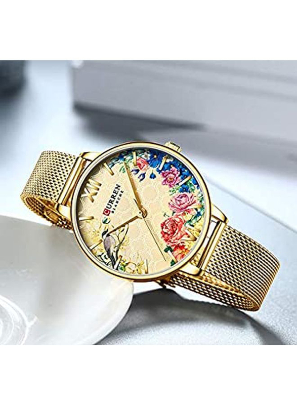 Curren Analog Watch for Girls with Metal Band, C9059L-3, Gold