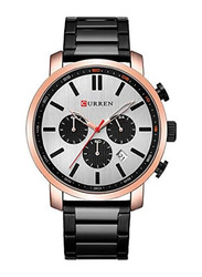 Curren Analog Watch for Men with Stainless Steel Band, Water Resistant and Chronograph, 8315, Grey-Black