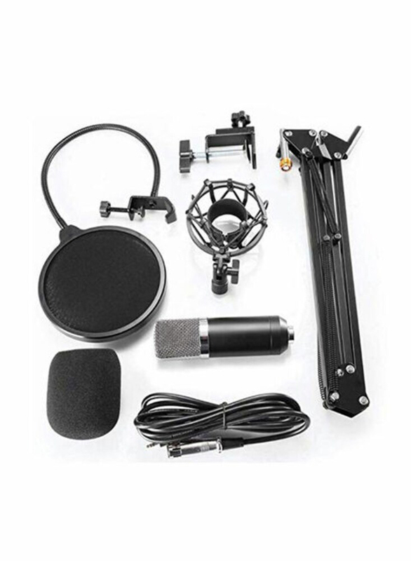 

Generic Condenser Microphone With Suspension Scissor Arm Stand & Shock Mount Clamp Kit, 1834700252, Black