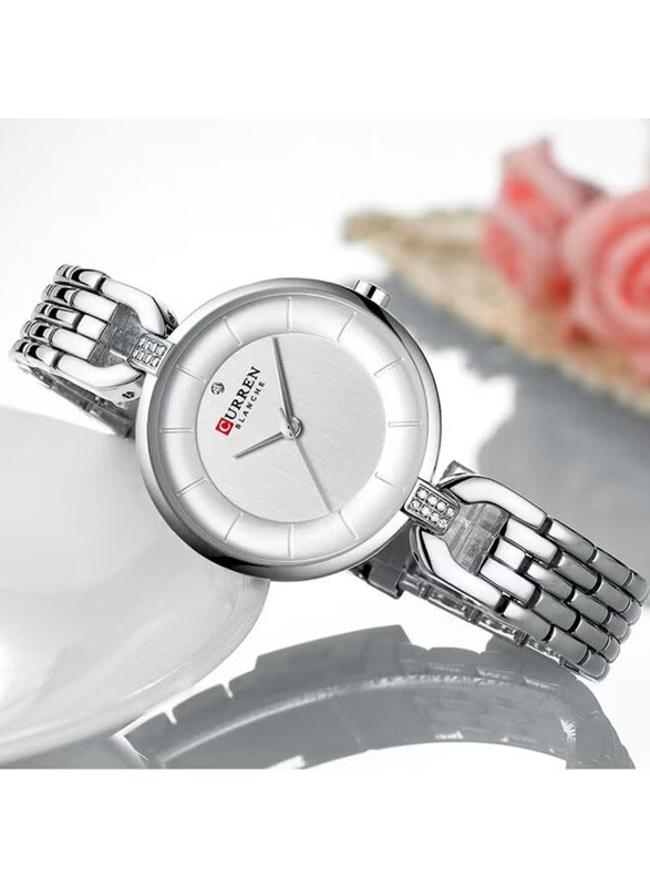 Curren Analog Watch for Women with Stainless Steel Band, Water Resistance, J4169W-KM, Silver