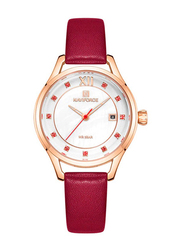 Naviforce Analog Watch for Women, Water Resistant, NF9166, Red-White