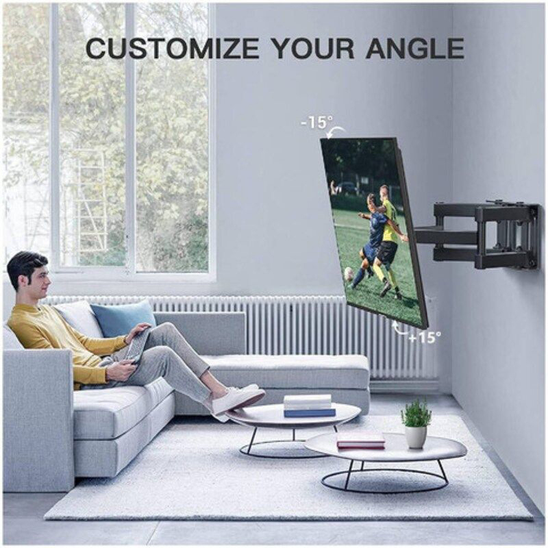 HYX 40 to 80 Inch Swivel & Tilt Full Motion TV Wall Mount Bracket with Double Hinged Arms, Black
