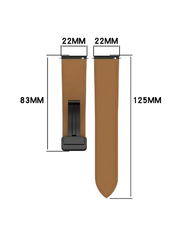 Perfii Genuine Cow Leather Folding Buckle Watch Strap for Huawei Watch 4 Pro / Huawei GT3 Pro 46mm, Brown