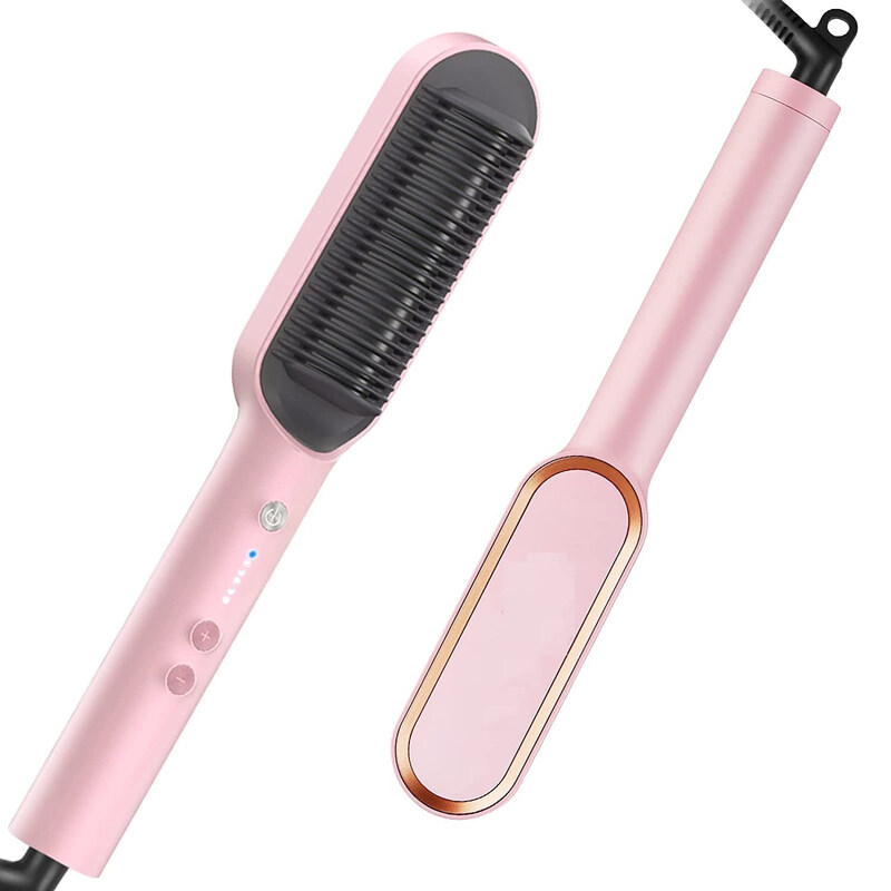 

TYMO Hair Straightener Brush with Ceramic StylIng Comb, PInk