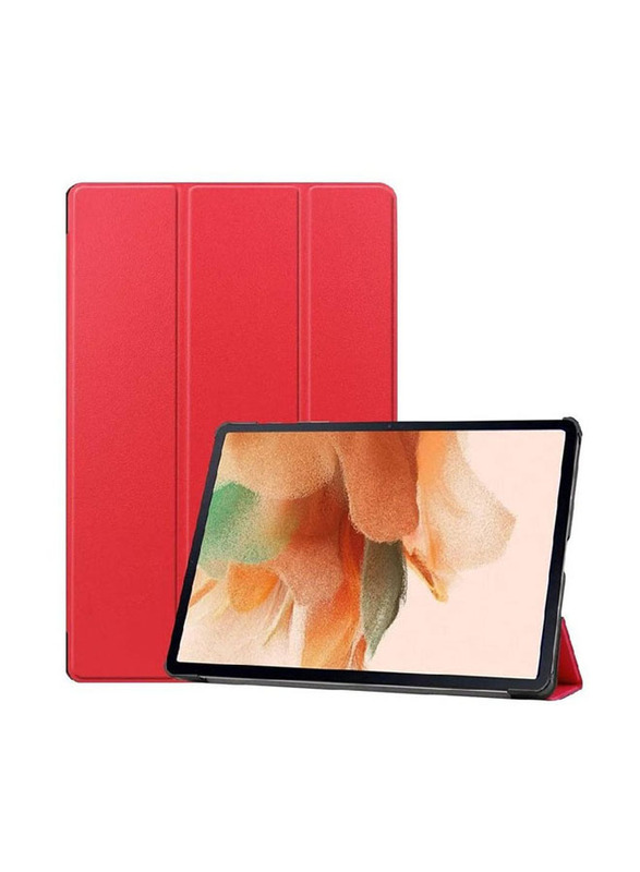 Samsung Galaxy Tab S8 Plus Protective Smart Slim Stand Hard Flip Case Cover With Pen Slot, Red