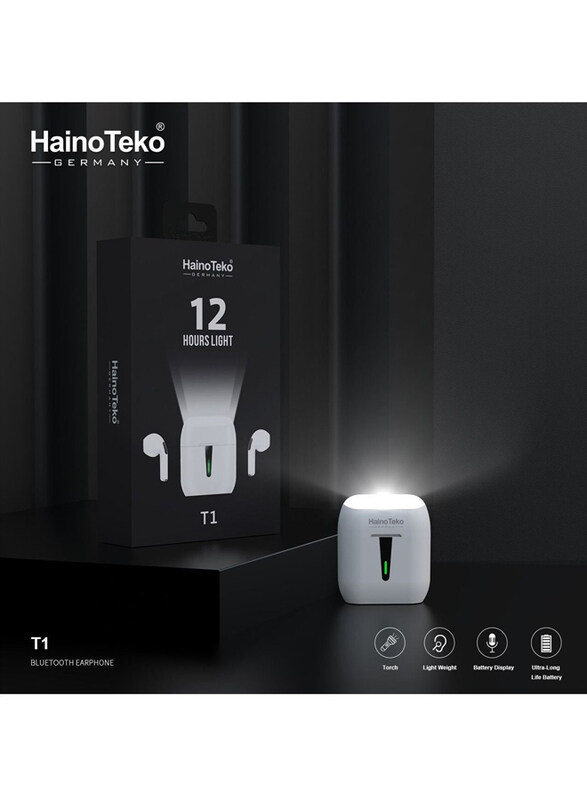 

Haino Teko Germany T1 Wireless Bluetooth In-Ear Earbuds for Apple iPhones and Android, White