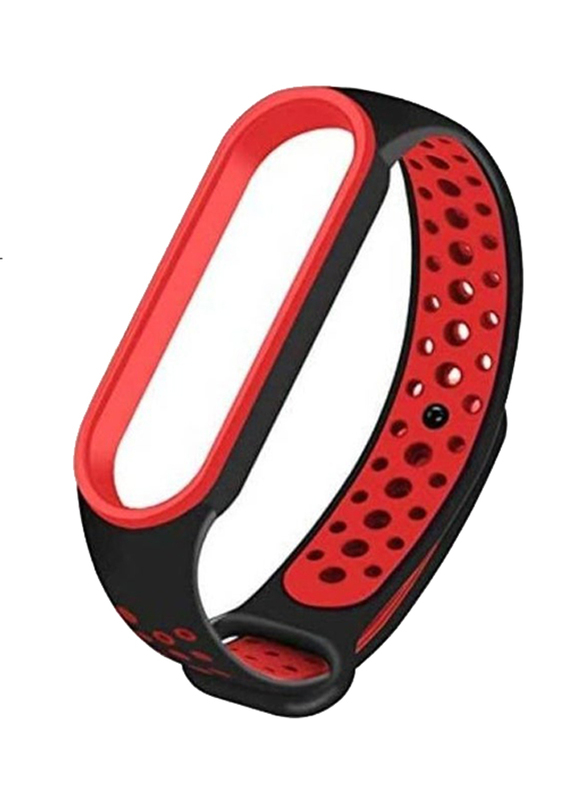 Silicone Replacement Wristband Waterproof Bracelet Strap for Xiaomi Mi Band 7, Red/Black