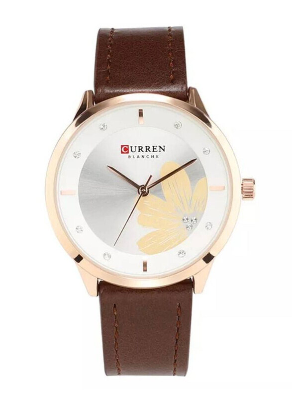 

Curren Stylish Analog Watch for Women with Leather Band, Water Resistant, 9048, Brown-Multicolour