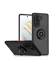 Olliwon Huawei Nova 10 Car Magnetic Mount Matte Mobile Phone Case Cover with Metal Ring Holder Grip Kickstand, Black