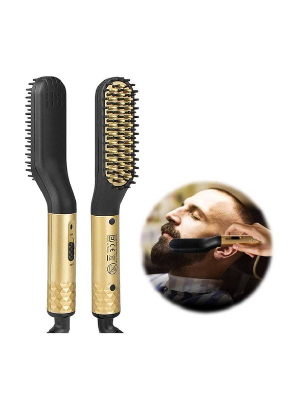 Arabest Electric Multifunctional Hot Beard Hair Straightening Comb for Men, Gold/Black