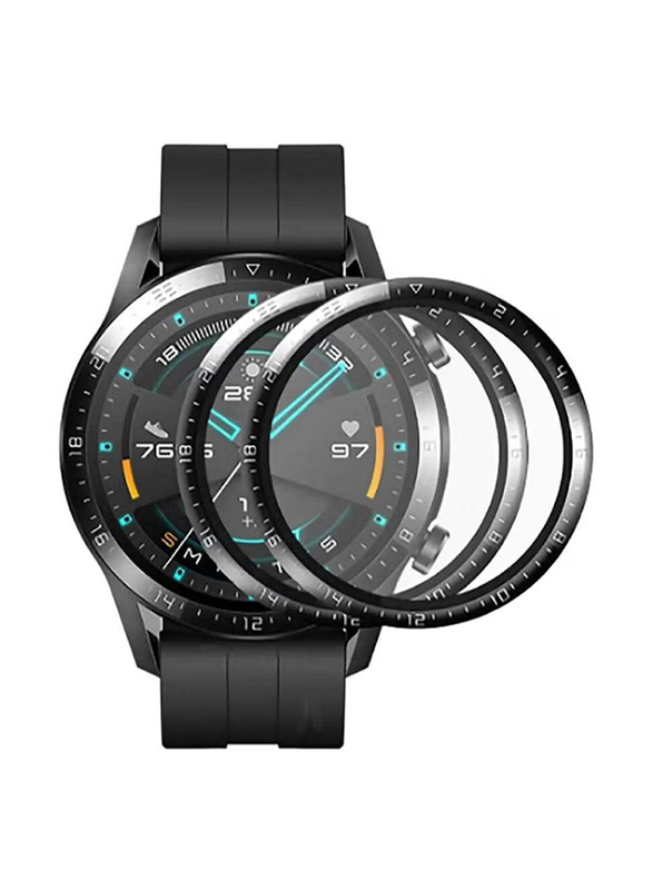 5D Full Curved Tempered Glass Screen Protector for Huawei Watch GT3 42mm, 2 Piece, Clear/Black