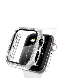 Diamond Watch Cover Guard with Shockproof Frame for Apple Watch 45mm, Silver