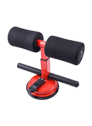 Portable Sit Up Bar with Suction Cups & Height Adjustment, Black/Red