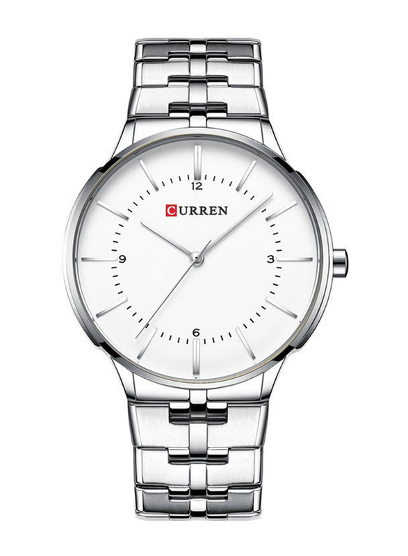 Curren Analog Watch for Men with Alloy, J3633SW-KM, Silver-White