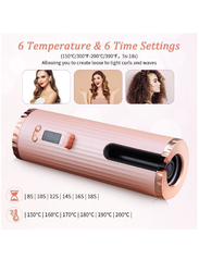 XiuWoo Automatic Cordless Hair Curler with LCD Display, Pink