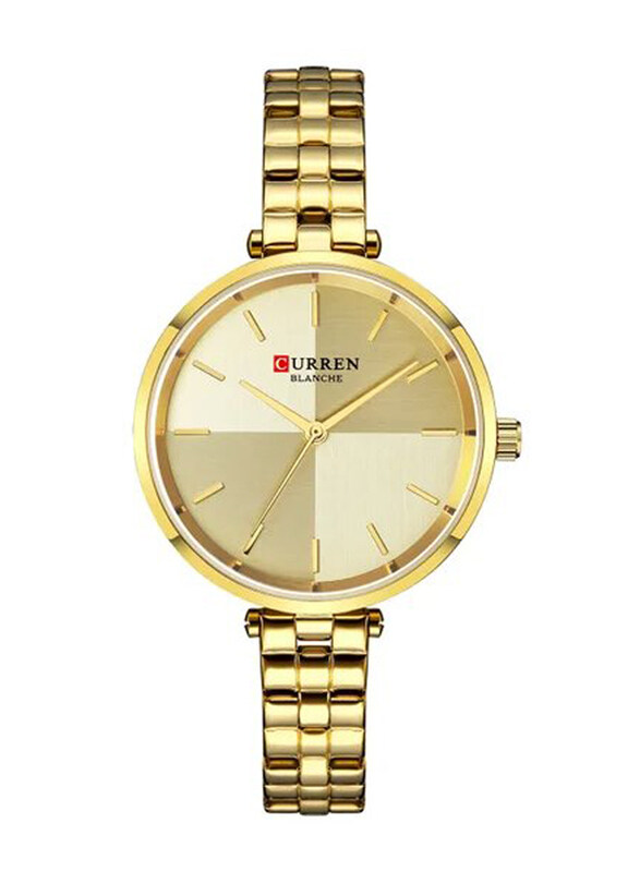 

Curren Analog Watch for Women with Metal Band, Water Resistant, 9043, Gold/Gold