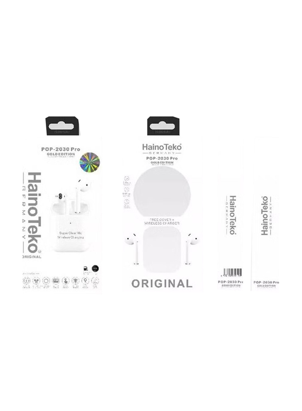 Haino Teko 2-in-1 POP-2030 Pro Germany Wireless Bluetooth In-Ear Earphones with RW-11 Smartwatch, Black/White