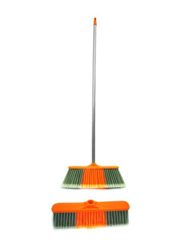 Delcasa Floor Broom with Strong Long Handle, Dc1083, Orange/Grey