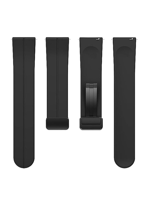 Perfii Replacement Silicone Watch Strap 22mm Magnetic Folding Buckle Wristband for Polar Grain X/Grain X Pro, Black