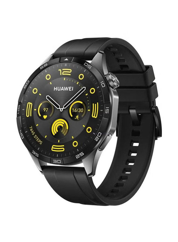 ICS 22mm Replacement Soft Silicone Adjustable Wrist Strap for Huawei Watch GT 4 46mm, Black