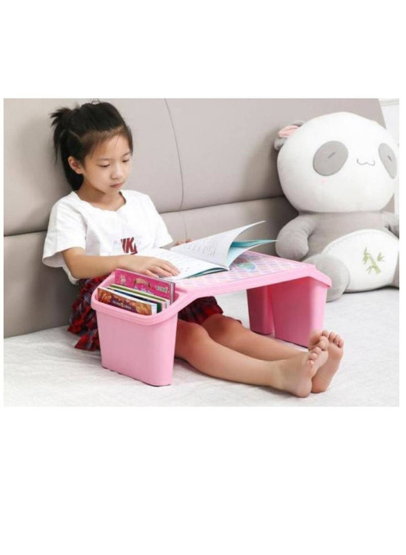 XiuWoo Children's Plastic Study Table with Storage, Pink