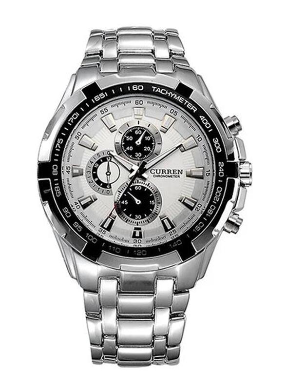 Curren Analog Watch for Men with Stainless Steel Band, Water Resistant, 8023, Silver-Grey