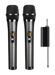 XiuWoo UHF Dual Portable Handheld Dynamic Mic with Rechargeable Receiver, Speaker & Amplifier, Black