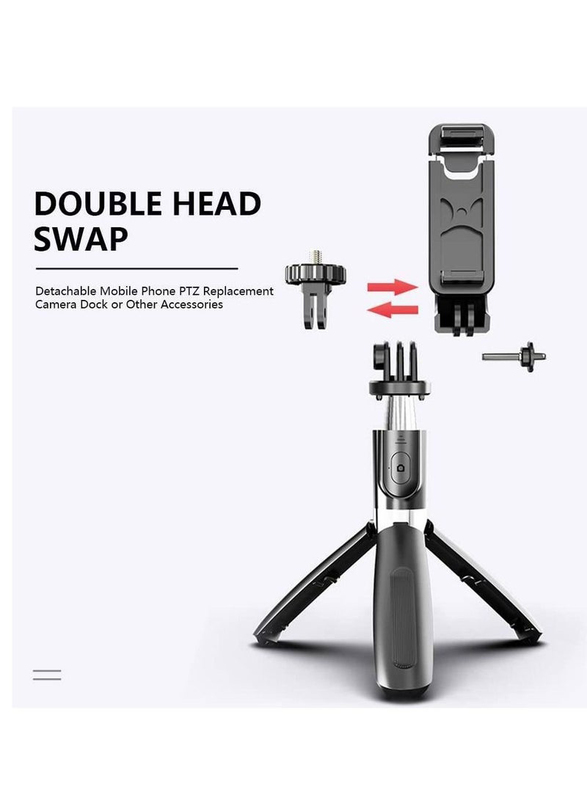 Universal Smartphone Portable 40" Aluminium Alloy Selfie Stick/Phone Tripod with Wireless Remote Shutter, Black/Silver