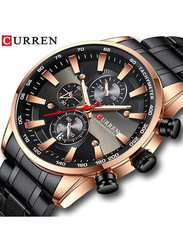 Curren Analog Watch for Men with Alloy Band & Chronograph, J4516RG-B-KM, Black