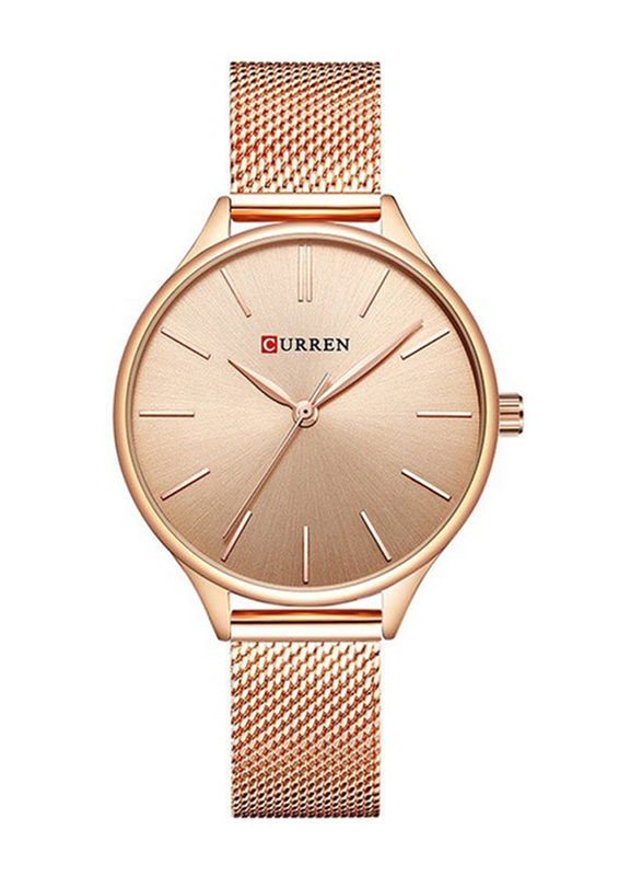 Curren Analog Watch for Women with Stainless Steel Band and Water Resistant, WT-CU-9024-RGO#D1, Rose Gold