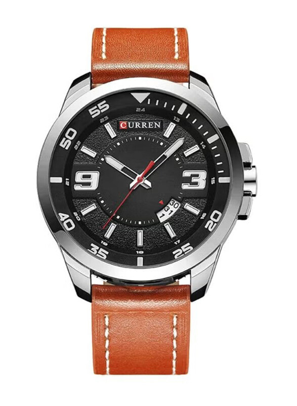 

Curren Analog Watch for Men with Leather Band, Water Resistant, M-8213-3, Brown-Black