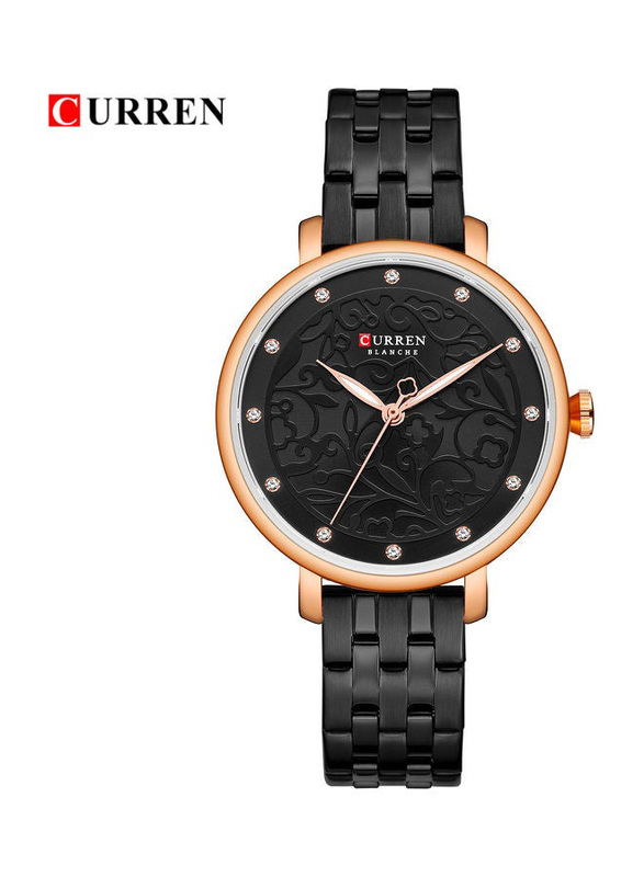 Curren Stylish Mechanical Analog Unisex Watch with Stainless Steel Band, J4341B-1-KM, Black-Gold