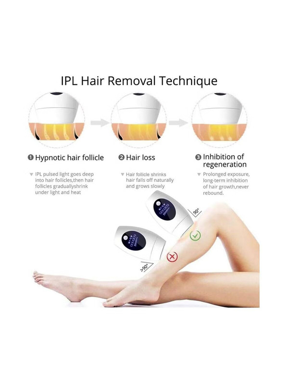 XiuWoo Permanent Painless Upgrade To 600000 Flashes And 8 Energy Levels Facial Body Professional Laser Hair Removal, White