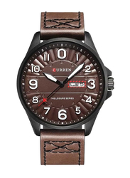 Curren Analog Wrist Watch for Men with Leather Band, Water Resistant, M-8269-3, Dark Brown