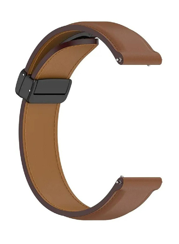 Perfii Genuine Cow Leather Watch Strap 22mm Folding Buckle Wristband for Samsung Gear S3 Frontier/Gear S3 Classic/Gear2 R380/Gear2 Neo R381, Brown