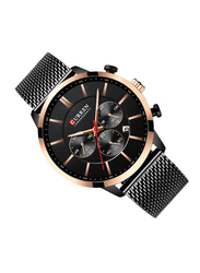 Curren Analog Watch for Men with Alloy Band, Water Resistant, 8340, Black