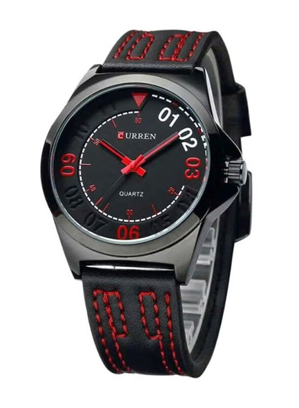 

Curren Analog Watch for Men with Leather Band, 8153SR, Black