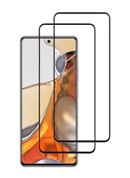 2-Piece Xiaomi Redmi 11T Pro Full Coverage Tempered Glass Screen Protector, Black/Clear