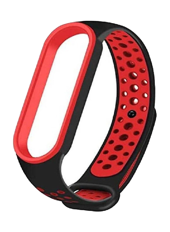 Silicone Replacement Wristband Waterproof Bracelet Strap for Xiaomi Mi Band 7, Red/Black