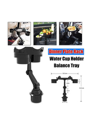 360 Degree Rotation Car Balance Tray Cup Holder Multi-function Plate, Black