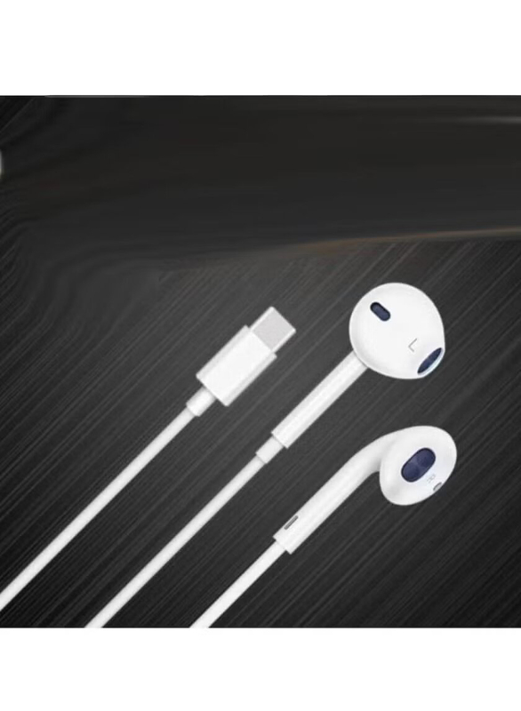 USB Type-C Wired In-Ear Earphones with Mic, White